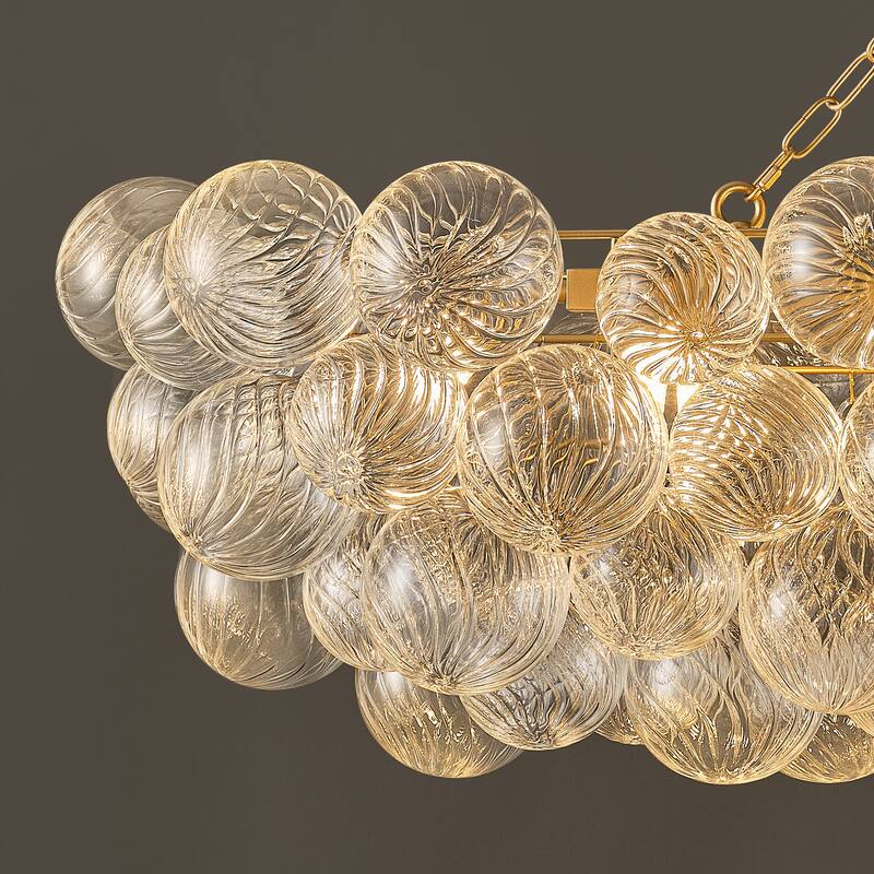 Gold Bubble Ball Chandelier, LED Pendant Light with Glass Globes