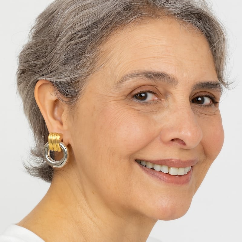 Rivka Friedman Mixed Metal Front Facing Hoop Earring - 1.25"