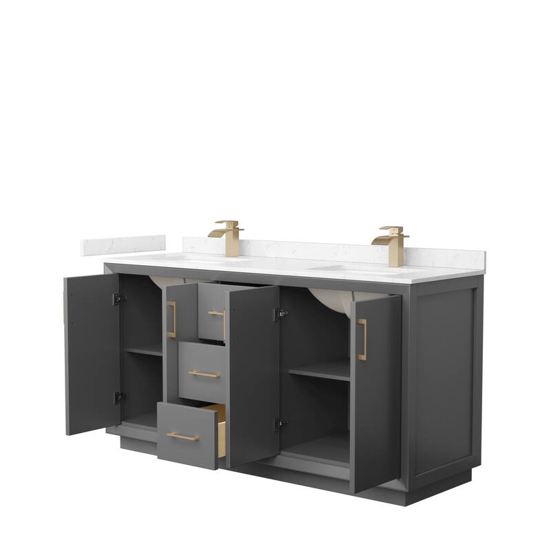 Strada 66-Inch Double Vanity Set, Cultured Marble Top