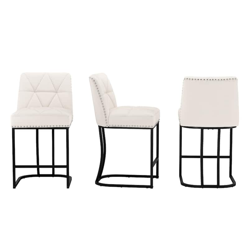 24.8" Bar Stools Set Of 2/3/4 , Modern Counter Stools with Back and Footrest, Counter Height Barstools For Kitchen Island