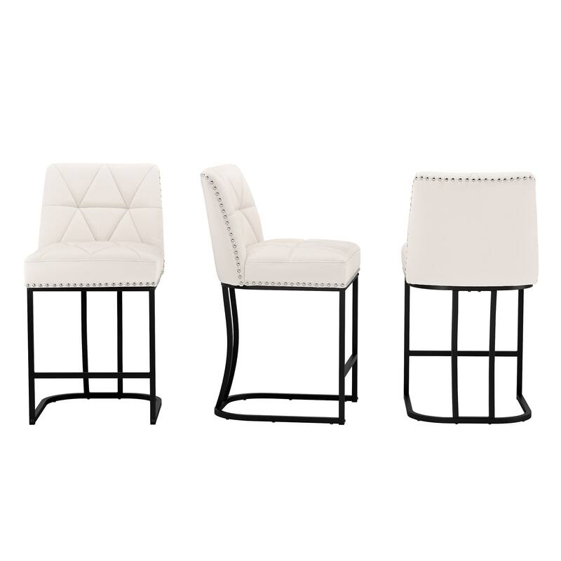 Modern 26.in Armless Barstool Metal Frame Low Back Counter Height Upholstered Bar Stool