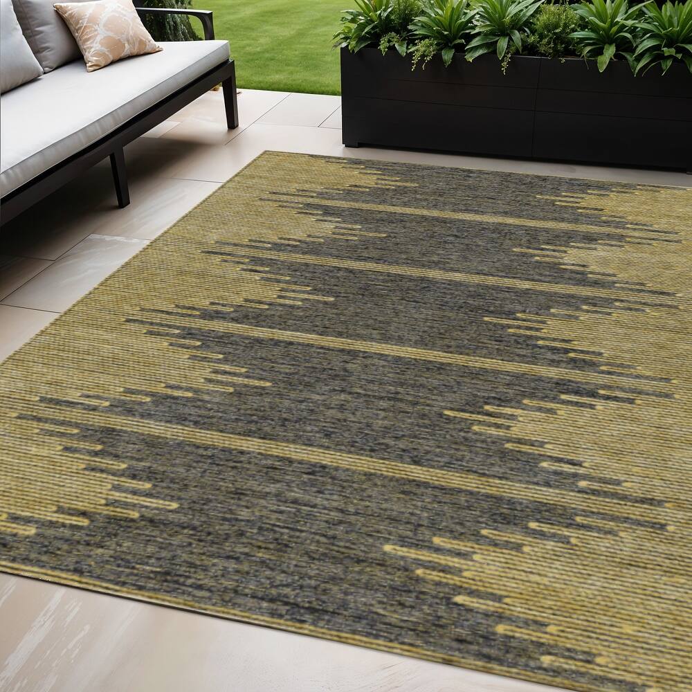 HomeRoots Abstract Transitional Rectangle Outdoor Rug