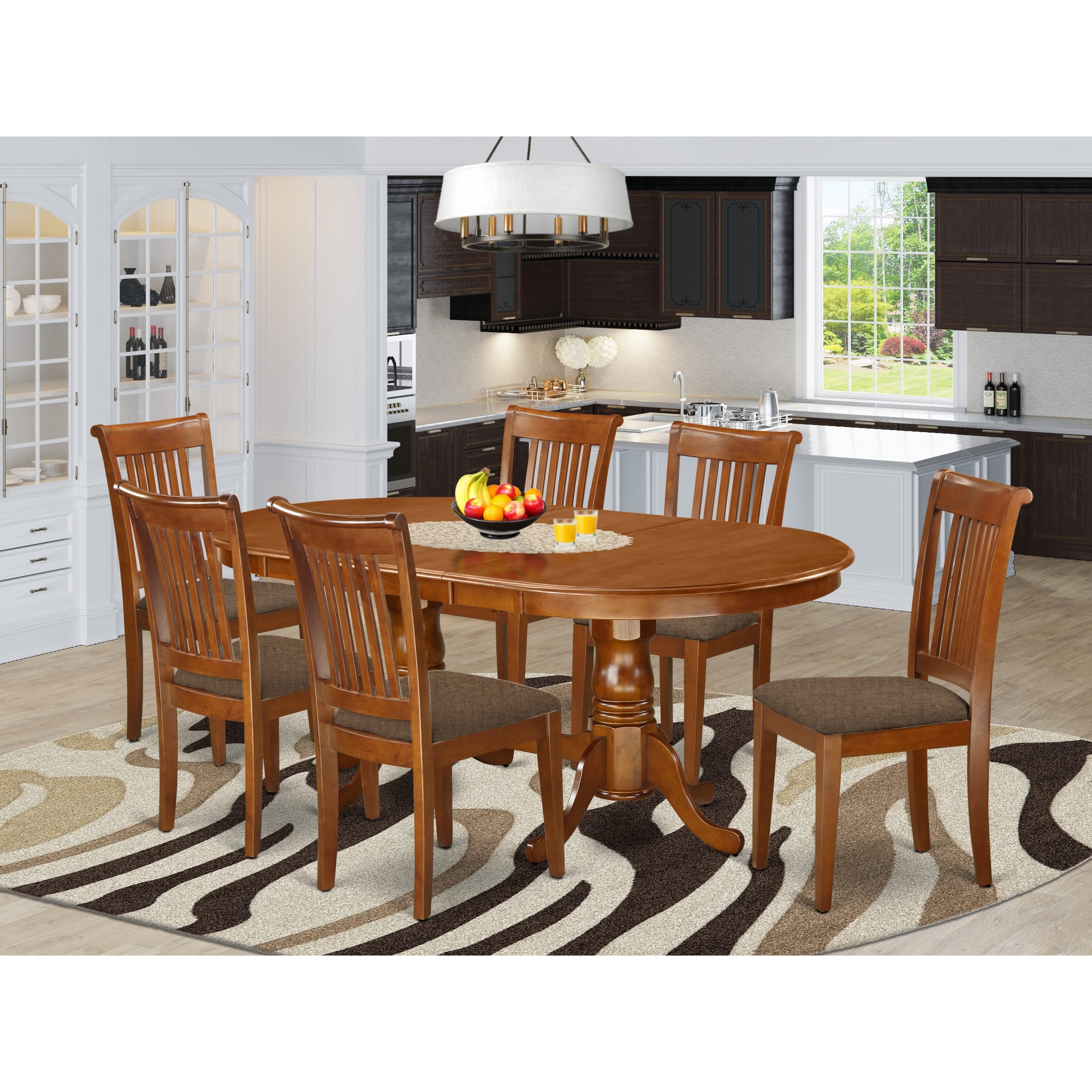 East West Furniture 7 Piece Kitchen Table Set an Oval Dining