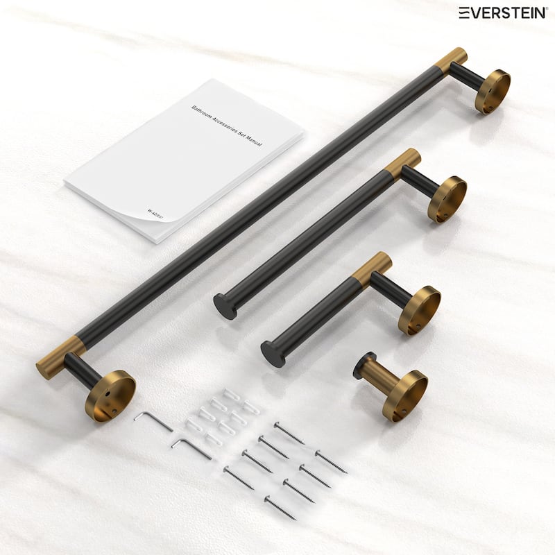 4-Piece Stainless Steel Bathroom Hardware Set, Wall Mounted Bath Towel Bar Set Towel Racks Bathroom Accessories