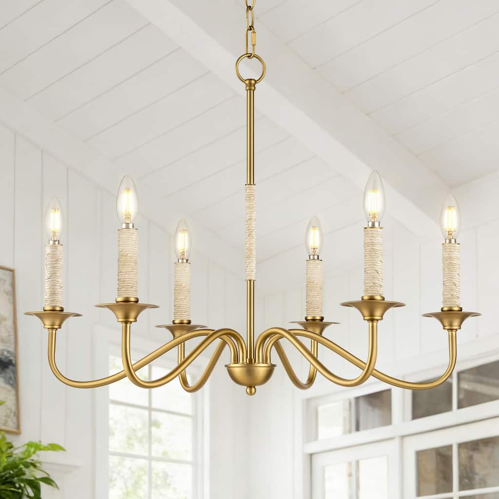 LamQee Rattan Kitchen Island Chandelier Corn Rope Woven Pendant