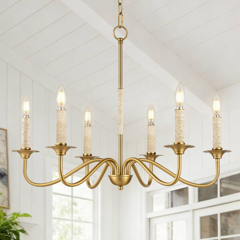 LamQee Rattan Kitchen Island Chandelier Corn Rope Woven Pendant