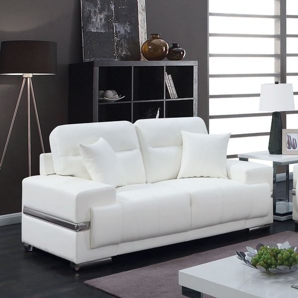 Furniture of America Vernan Modern Faux Leather Tufted Loveseat. Opens flyout.