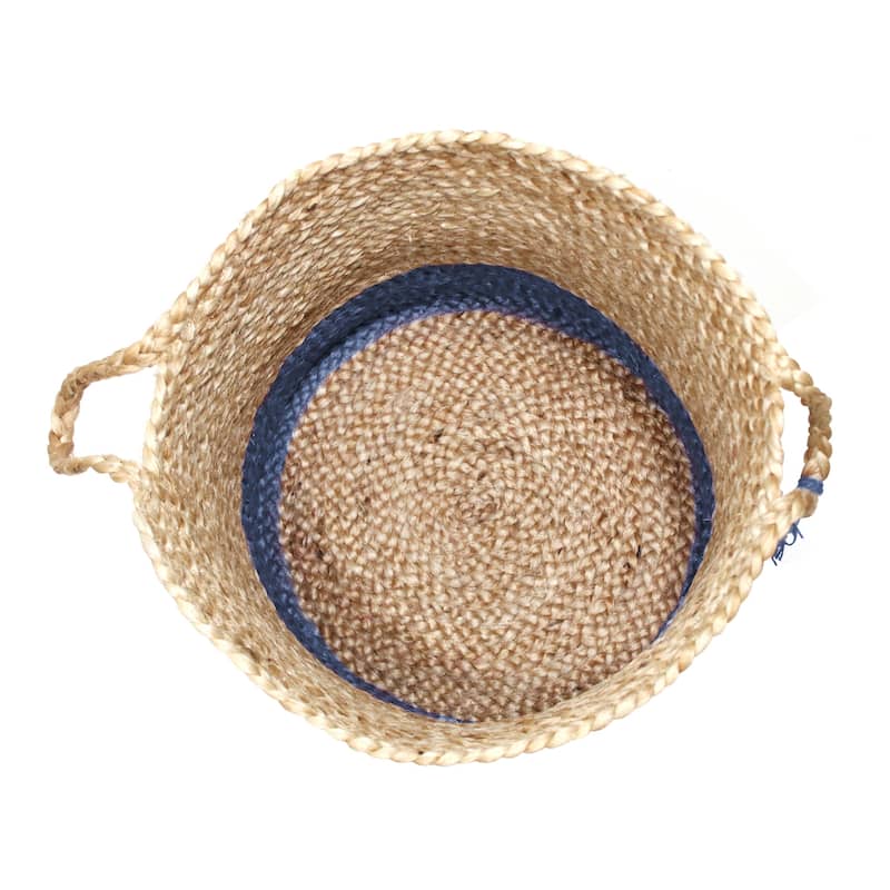 Sevita Two-Tone Jute Hand-Stitched Storage Basket with Handles