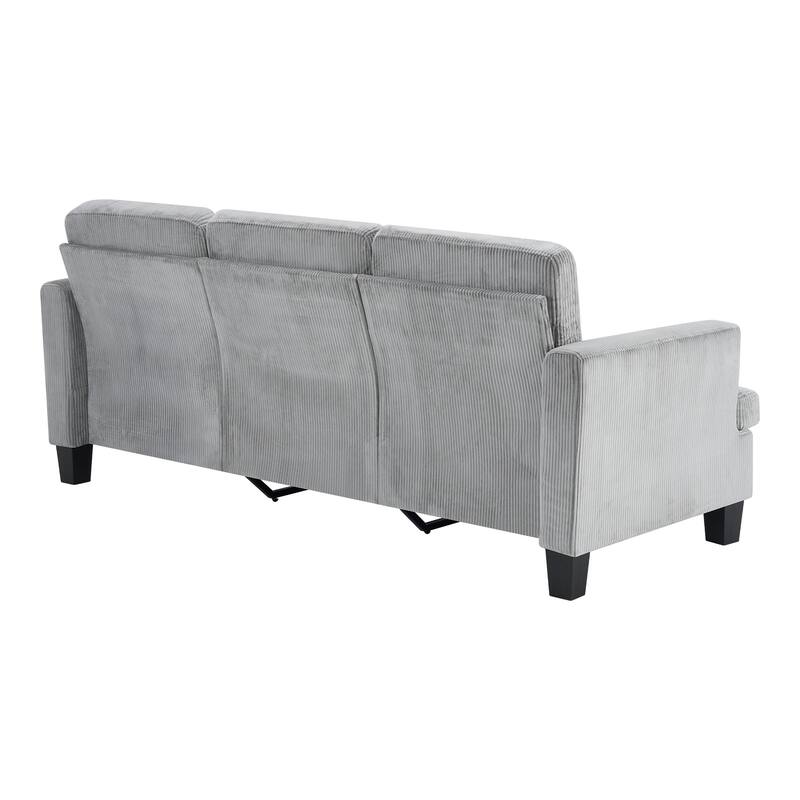 HomeRoots 84" Gray Corduroy Sofa