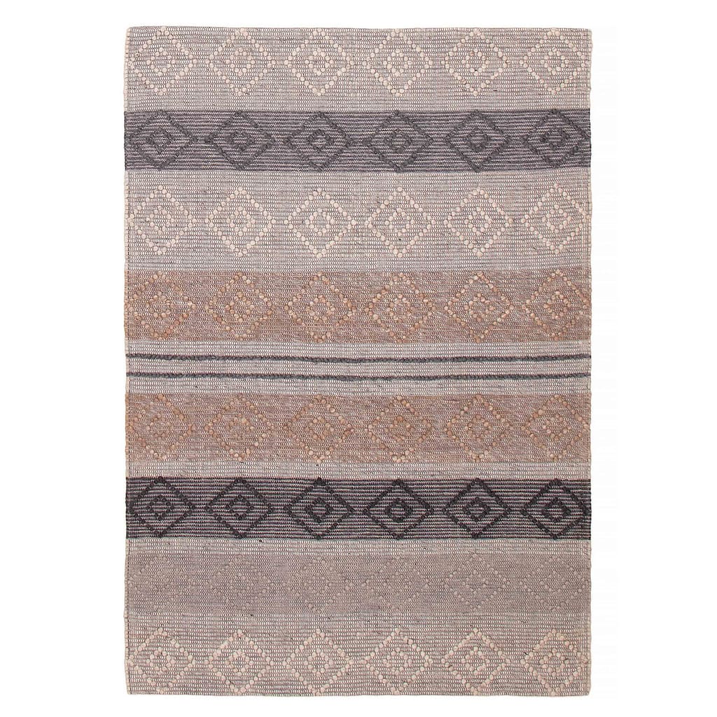 ECARPETGALLERY Braid weave Sienna Grey Wool Rug - 6'1 x 8'10