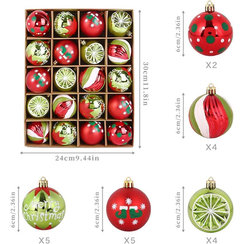 20PCS 2.36in Decorative Christmas Balls Ornaments for Xmas Tree Decor - N/A