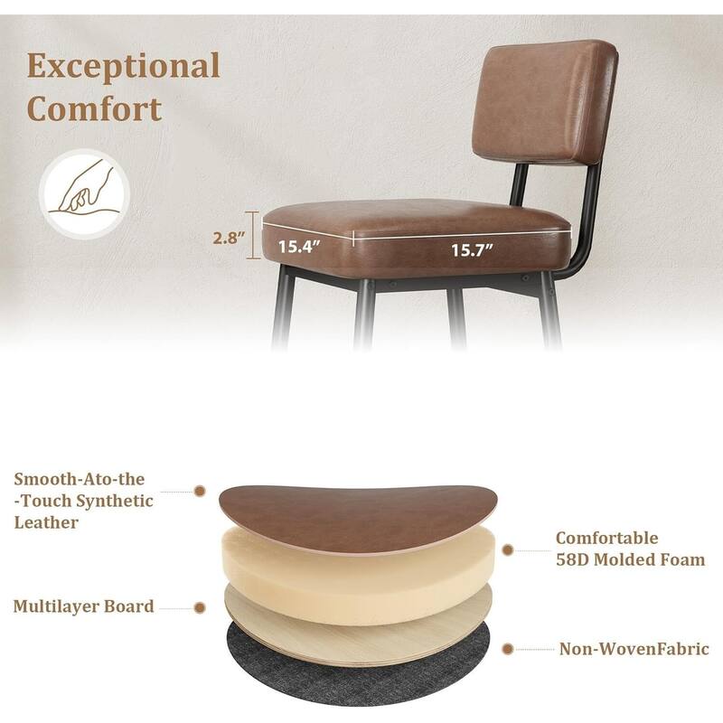 Modern Upholstered Counter Height Barstool Chairs Set of 2