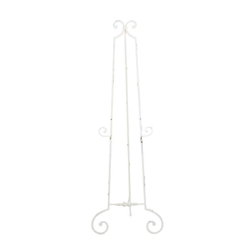 Metal Scroll Large Adjustable 3 Tier Display Easel with Chain Support - White - Roche River Decor