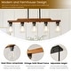 preview thumbnail 24 of 67, Farmhouse Linear Chandelier Rustic Wood Kitchen Island Lighting Dining Room Pendant Light Fixture with Seeded Glass Shade