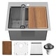 preview thumbnail 1 of 9, Karran Elite WST-22-PK1 Top Mount 25" Single Bowl Stainless Steel Workstation Kitchen Sink with Deeper Bowl