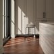 preview thumbnail 5 of 8, NADAAL STUDIOS Loric Swivel Counter Stool, Round Upholstered Seat with Piping Detail, Light Brown