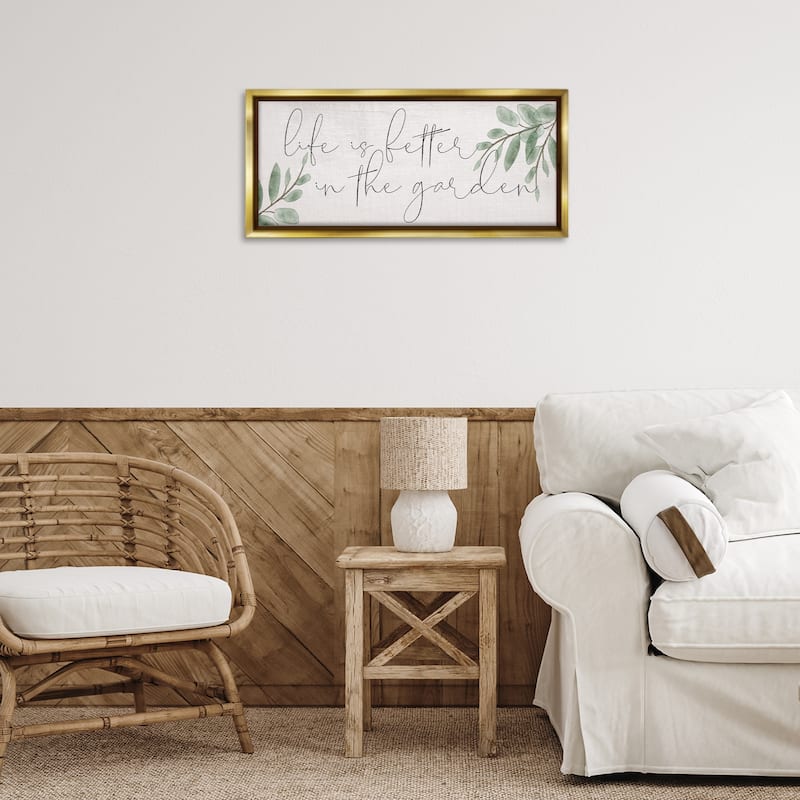 Stupell Life Is Better in Garden Framed Floater Canvas Wall Art Design By Lil' Rue