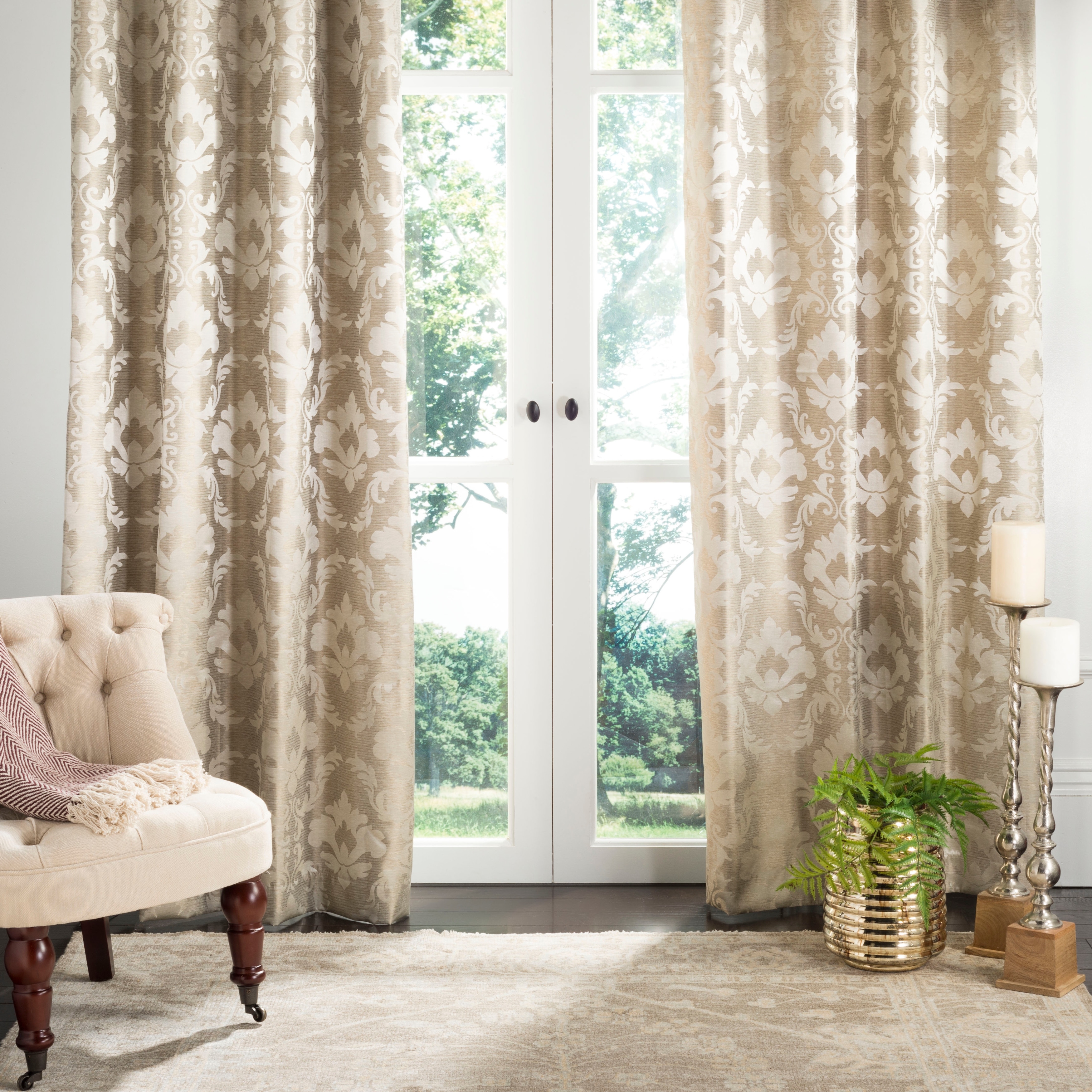 SAFAVIEH Perama Beige Single Curtain Panel - 52" W x 96" L