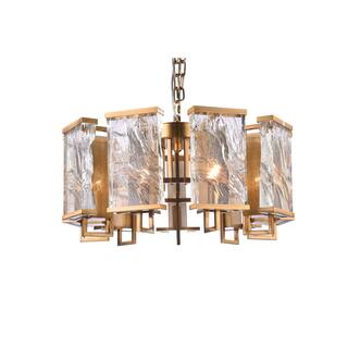 9-Light Gold Brass Frame Chandelier