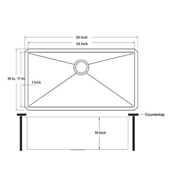 Kingsman 36 Inch Galaxy Black Matte Black Stainless Steel Undermount 16-Gauge Kitchen Sink Single Bowl