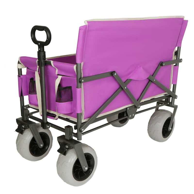 3-in-1 Heavy-Duty Convertible Folding Wagon Cart with Bench Seat & Storage - 500lbs, 180L Capacity Utility Wagon