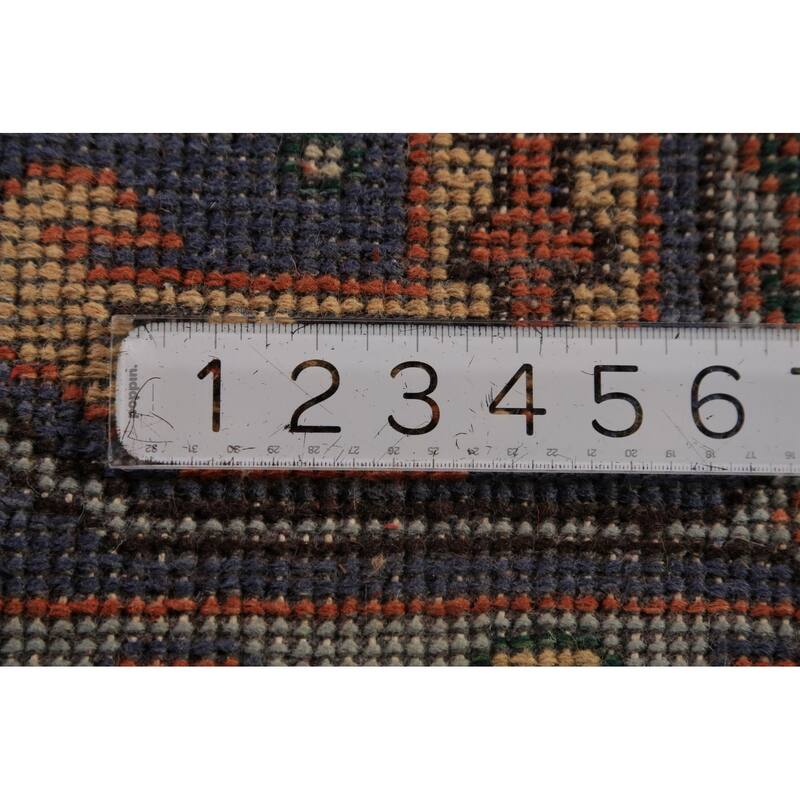 Geometric Kazak Indian Runner Rug Handmade Blue Wool Carpet - 2'6"x 9'10"