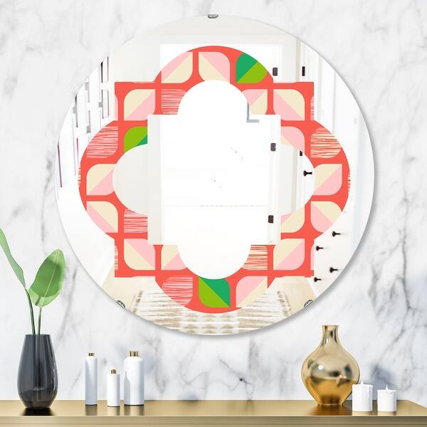 Designart 'Abstract Retro Geometric Pattern VIII' Printed Modern Round ...