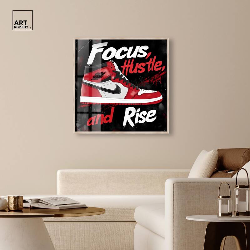 Hustle and Rise Sneaker Red Shadowbox by Art Remedy