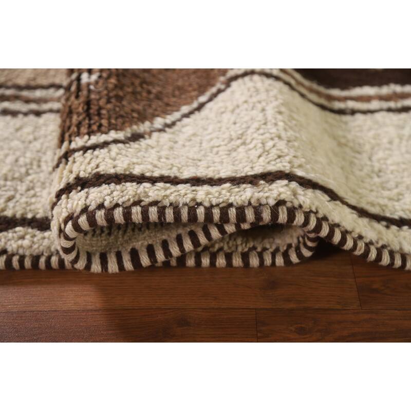 Anatolian Beige Tribal Turkish Runner Rug Handmade Wool Carpet - 3'7"x 10'4"
