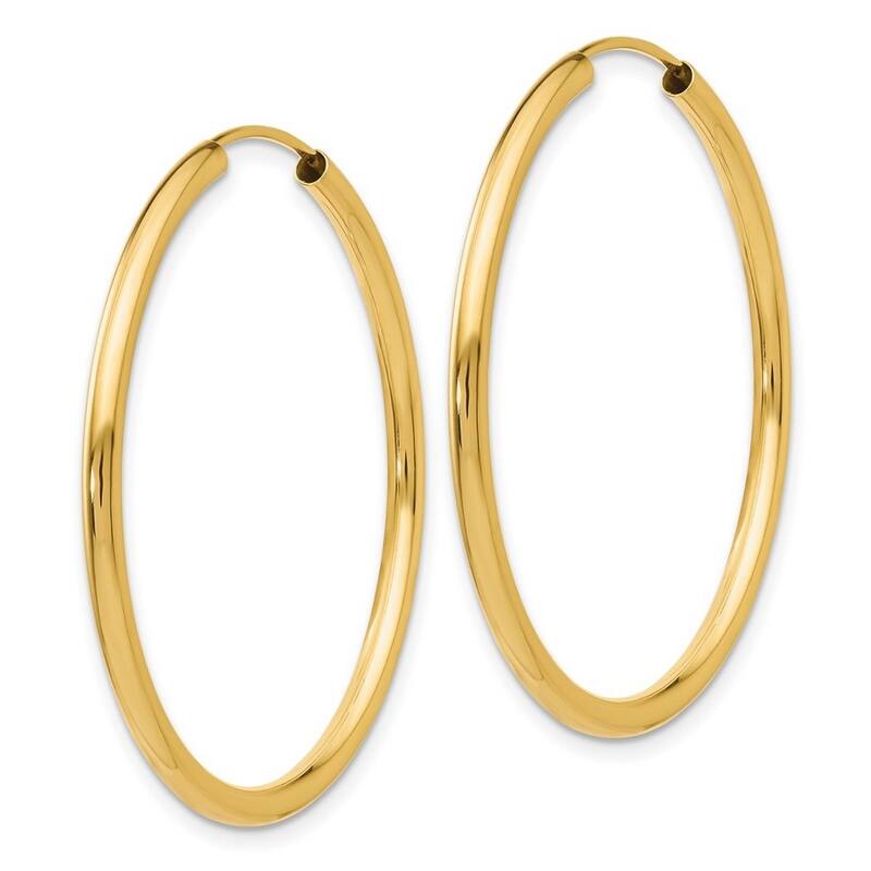Curata 14k Yellow Gold 35x2mm Polished Round Endless Hoop Earrings