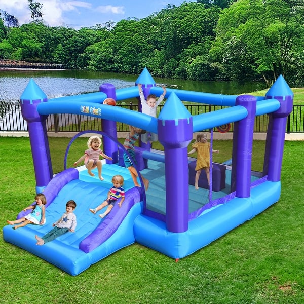 slide 2 of 10, 15'x12' 600lbs Large Inflatable Castle/Bounce House with Slide & Basketball Hoop for Birthday or Party