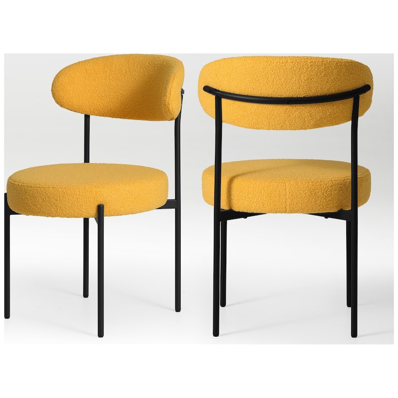 Bayville Mid-Century Curved Back Fabric Upholstered Metal Dining Chair (Set of 2)