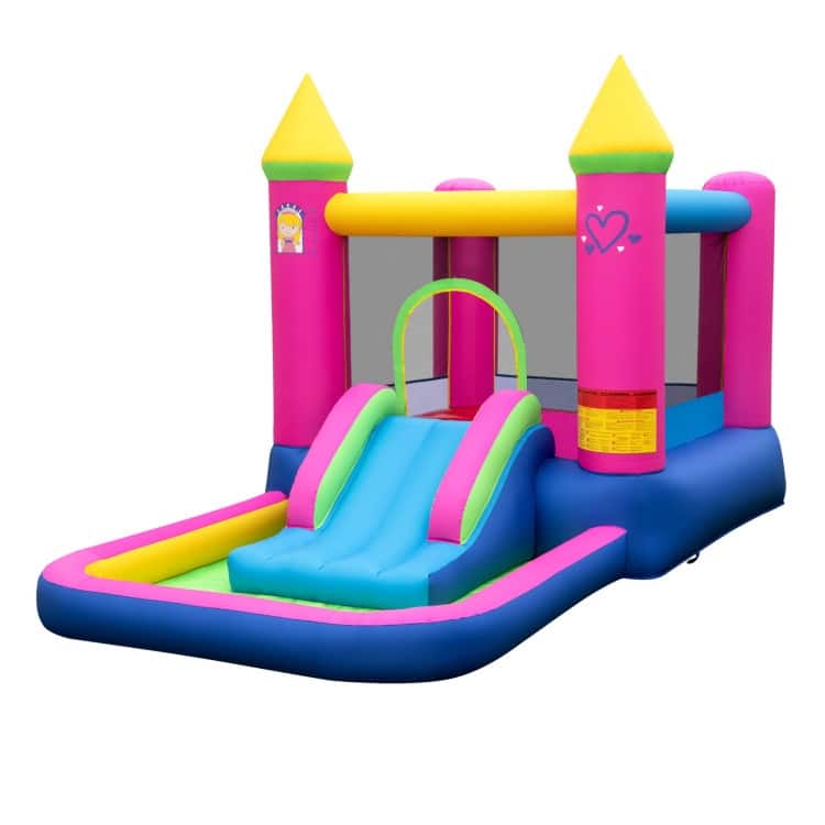 Inflatable Bounce House 4-in-1 Kids Princess-themed Bouncer Blow-up Bouncy Castle - 143" x 79.5" x 81"