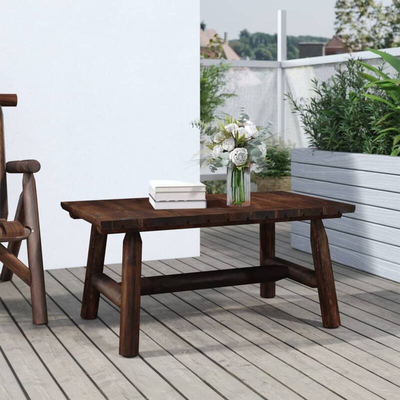 vidaXL Patio Chair 26.8"x33.9"x40.6" Solid Wood Spruce - 35.4" x 19.7" x 16.1" with burned look - Brown