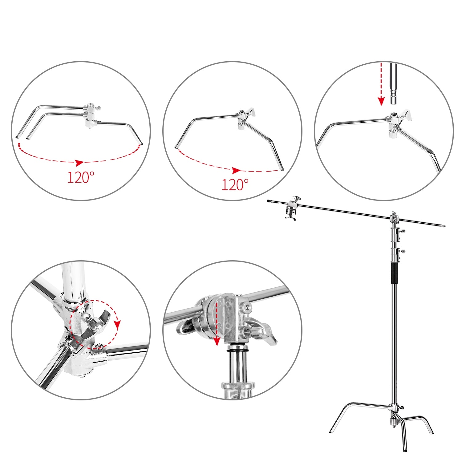 Kshioe 40 Photo Studio Adjustable Lighting Umbrella Stands With Holding Arm Overstock 31144247