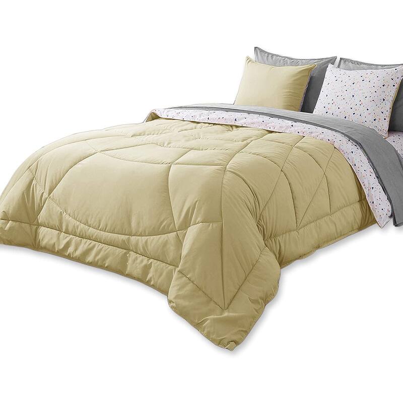 KASENTEX 5 or 7 Piece Bed in A Bag Microfiber Down Alternative Comforter Bedding Set with Sheets and Pillow Cases All Season