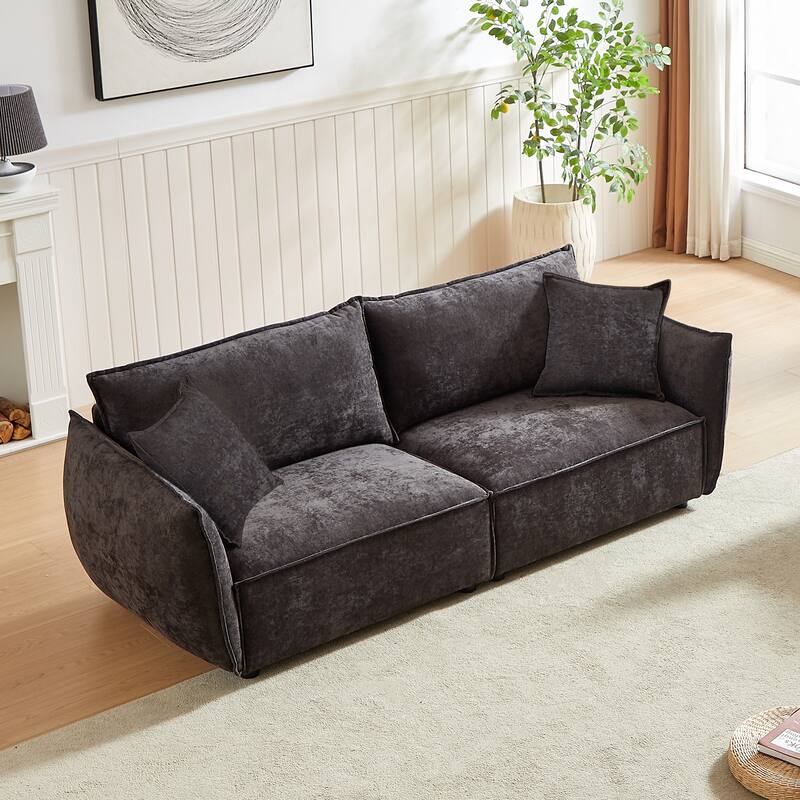 Linen Fabric 3-Seater Sofa with Wooden Frame and Comfortable Cushions