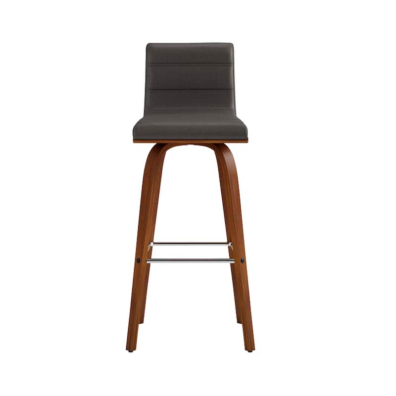 Skara Swivel Bar Stool, Upholstered Bar Height Chair with Bentwood Frame