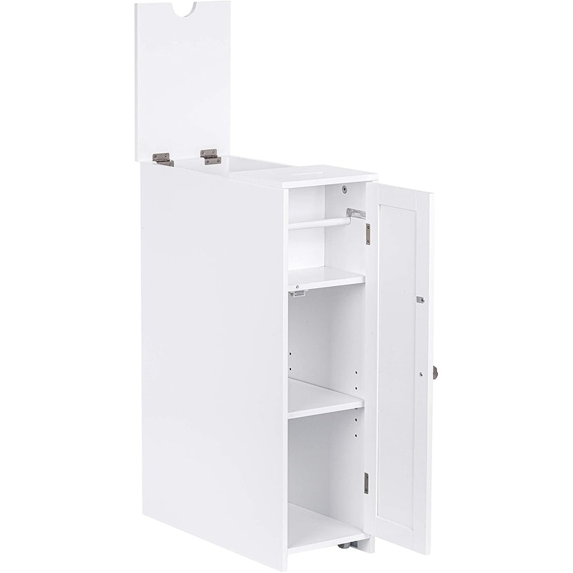 Slim Bathroom Toilet Paper Storage Cabinet 9 W x 30 H x 20 D, White