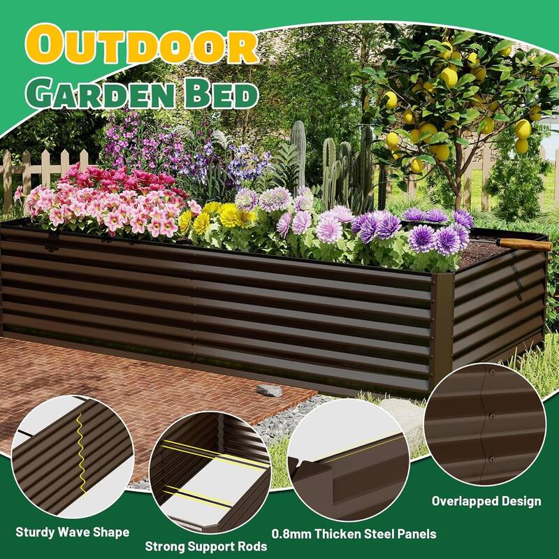 Heavy-Duty Outdoor Garden Planter Box for Vegetables with Safety Edge