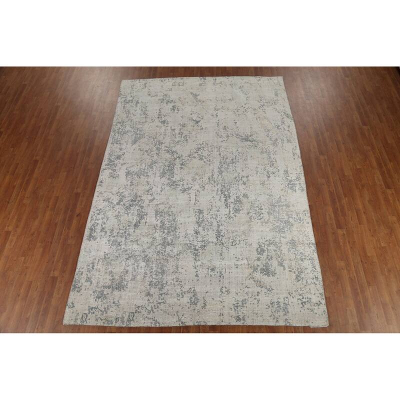 All-Over Abstract Indian Area Rug Hand-Knotted Wool Carpet - 8'0"x 11'5"