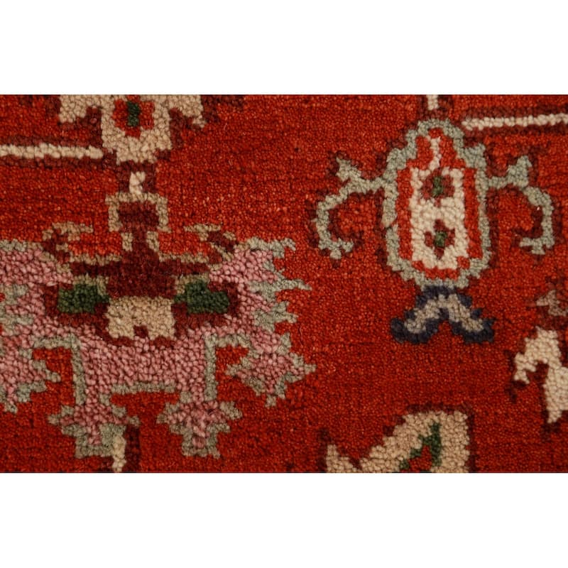 Hand Knotted Oriental 100% Wool Carpet Traditional Medallion Oranges & Rust Heriz (serapi) Area Rug - 9' 10'' X 8' 0''