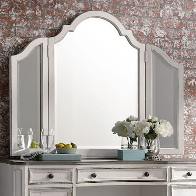 Magnolia Manor Tri-Fold Vanity Mirror - Antique White