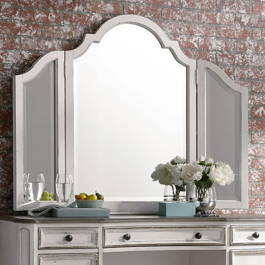 Magnolia Manor Tri-Fold Vanity Mirror - Antique White