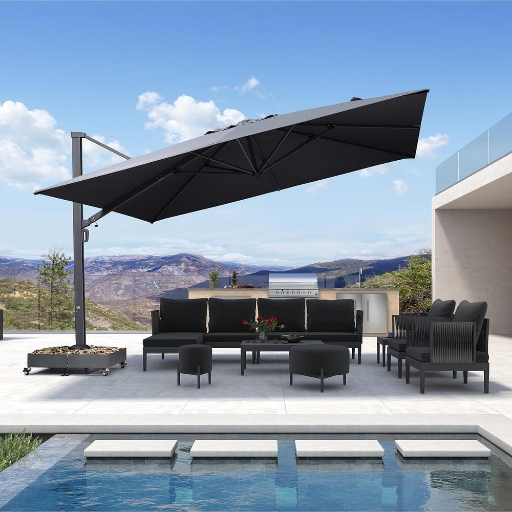 PURPLE LEAF Extra Largest Premium Patio Cantilever Umbrella with 360-degree Rotation Big Size