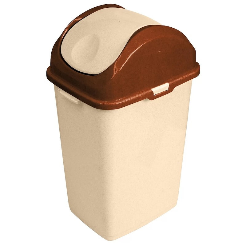 9 gal Slim Swing Trash Can - Beige/Brown
