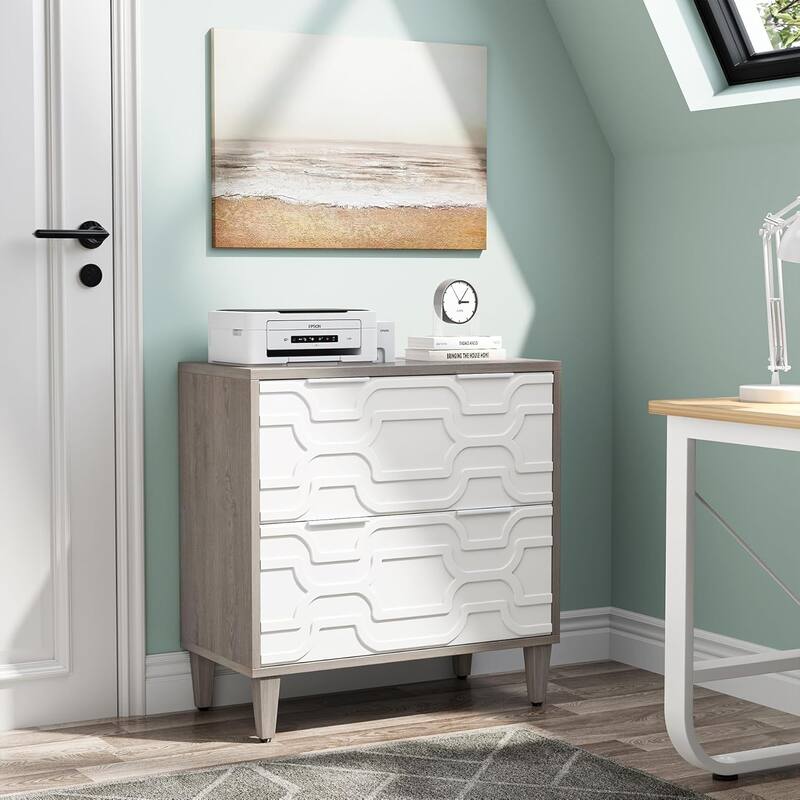 2-Drawer File Cabinet,Lateral Filing Cabinet for A4/Letter/Legal Size,Office Storage Cabinet,Printer Stand with Storage Drawer