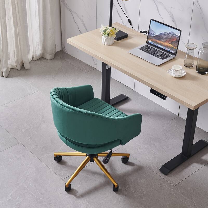 Modern Gold Office Chair Velvet Task Chair Swivel Height Adjustable Computer Chair