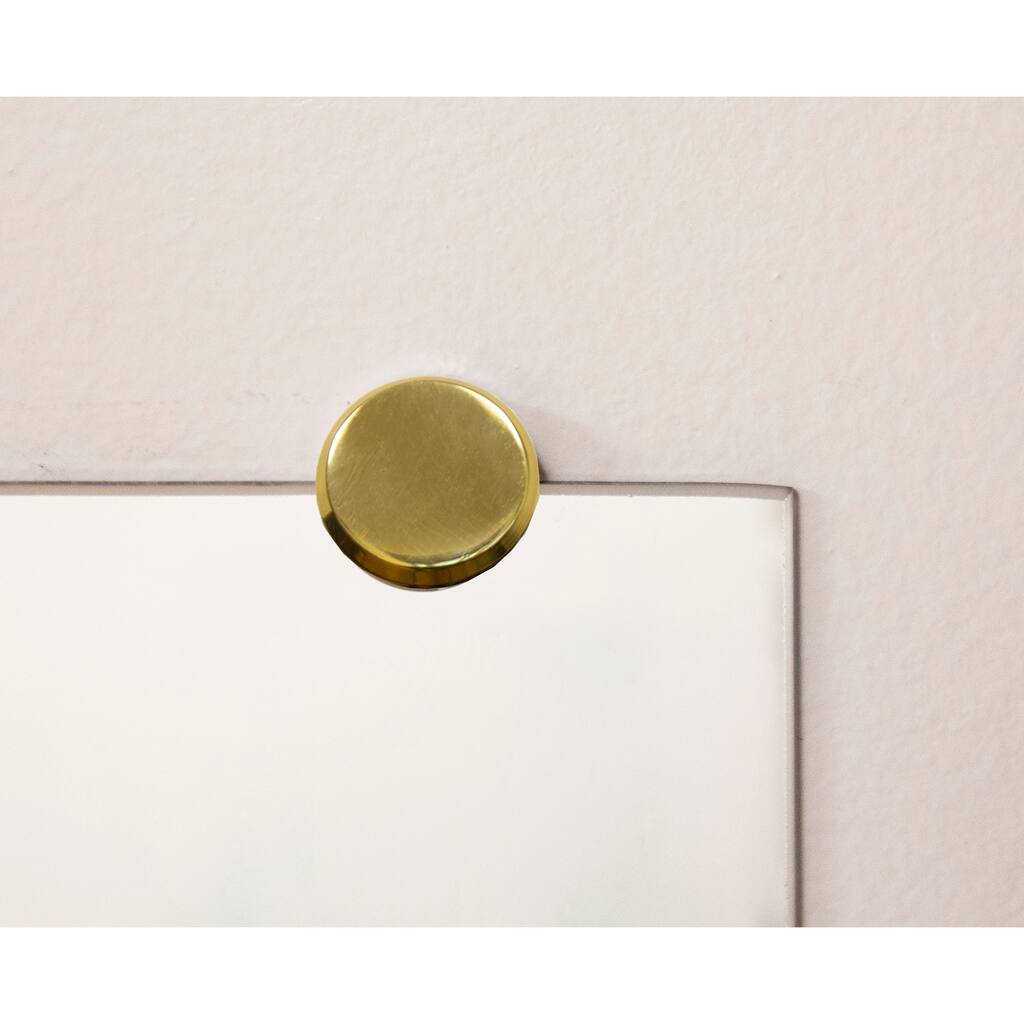 Modern Rustic Frameless Wall Mirror Brass Round Clips