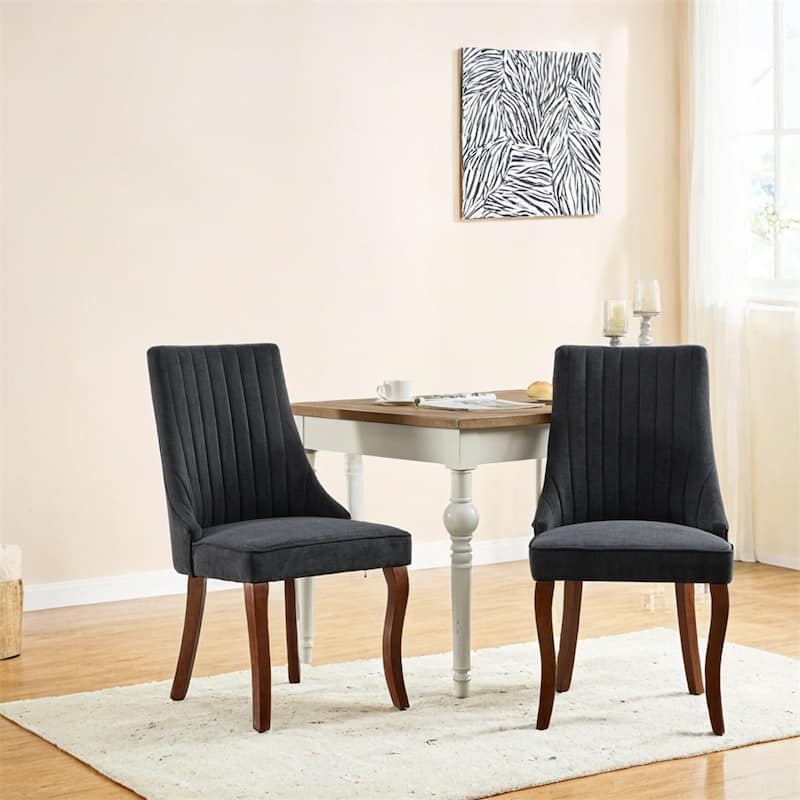 Linen Dining Chairs Channel Kitchen Dinner Chair,Accent Chair,2 PCS